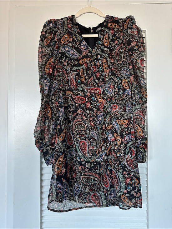 Aqua Dresses & Skirts - Aqua Black Multi Paisley Long-Sleeve Dress